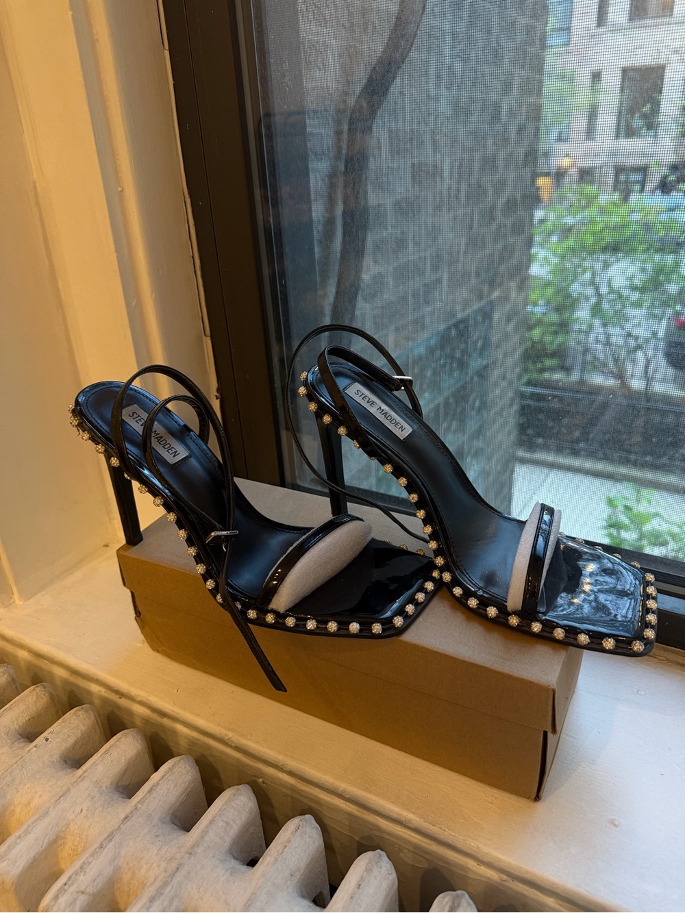 Steve Madden Zelle Black Rhinestone Heels size 10
